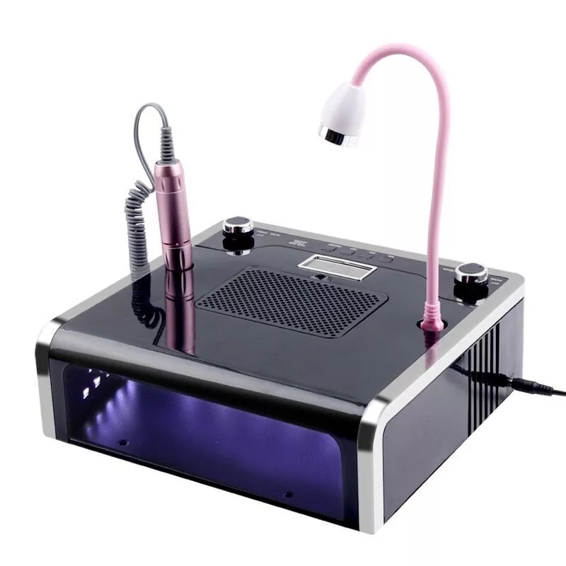 professional 4 In1 Manicure Nails UV LED Lamp Cleaner Dust Collector Machine Max 108W 54Pcs Leds Tools Vacuum Cleaning Nail File