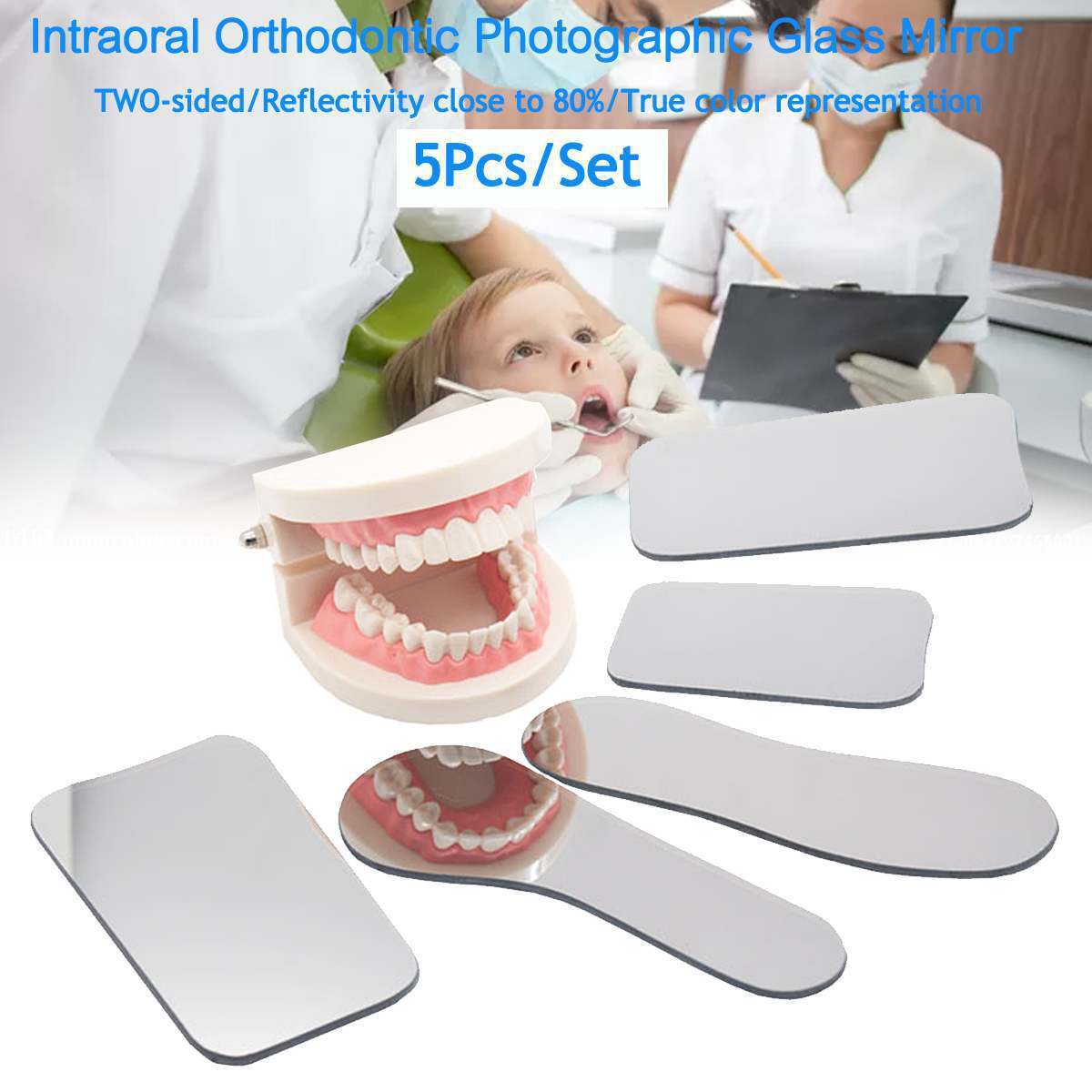 custom private label 5pcs/set Dental Orthodontic Photography Double-Sided Mirrors Dental Tools Glass