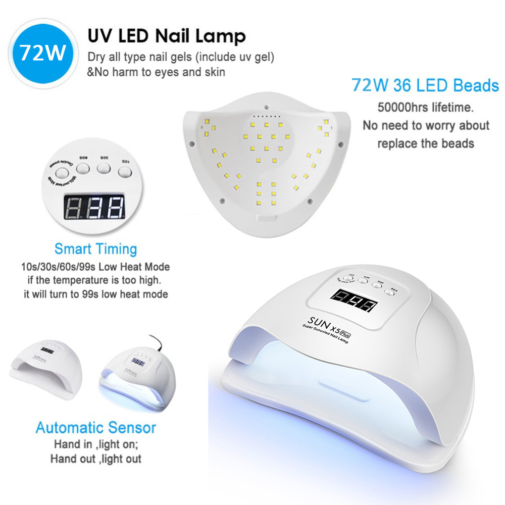electric SUN X5 Plus 72W UV LED Nail Lamp 36 Pcs Leds Manicure Gel Dryer Drying Polish Lamp Auto Sensor Tools