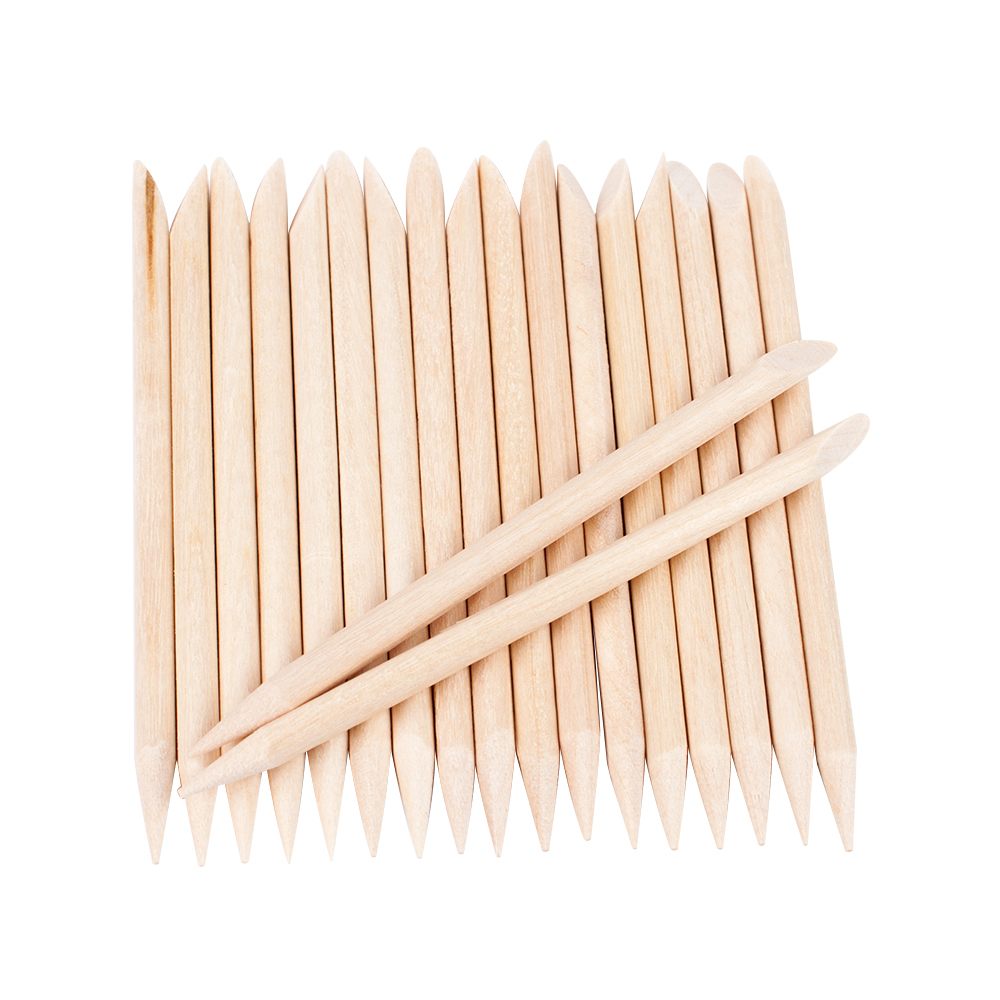 natural 100Pcs Wooden Cuticle Pusher Nail Art Cuticle Remover Sticks Removal Manicure Tools Set - 4