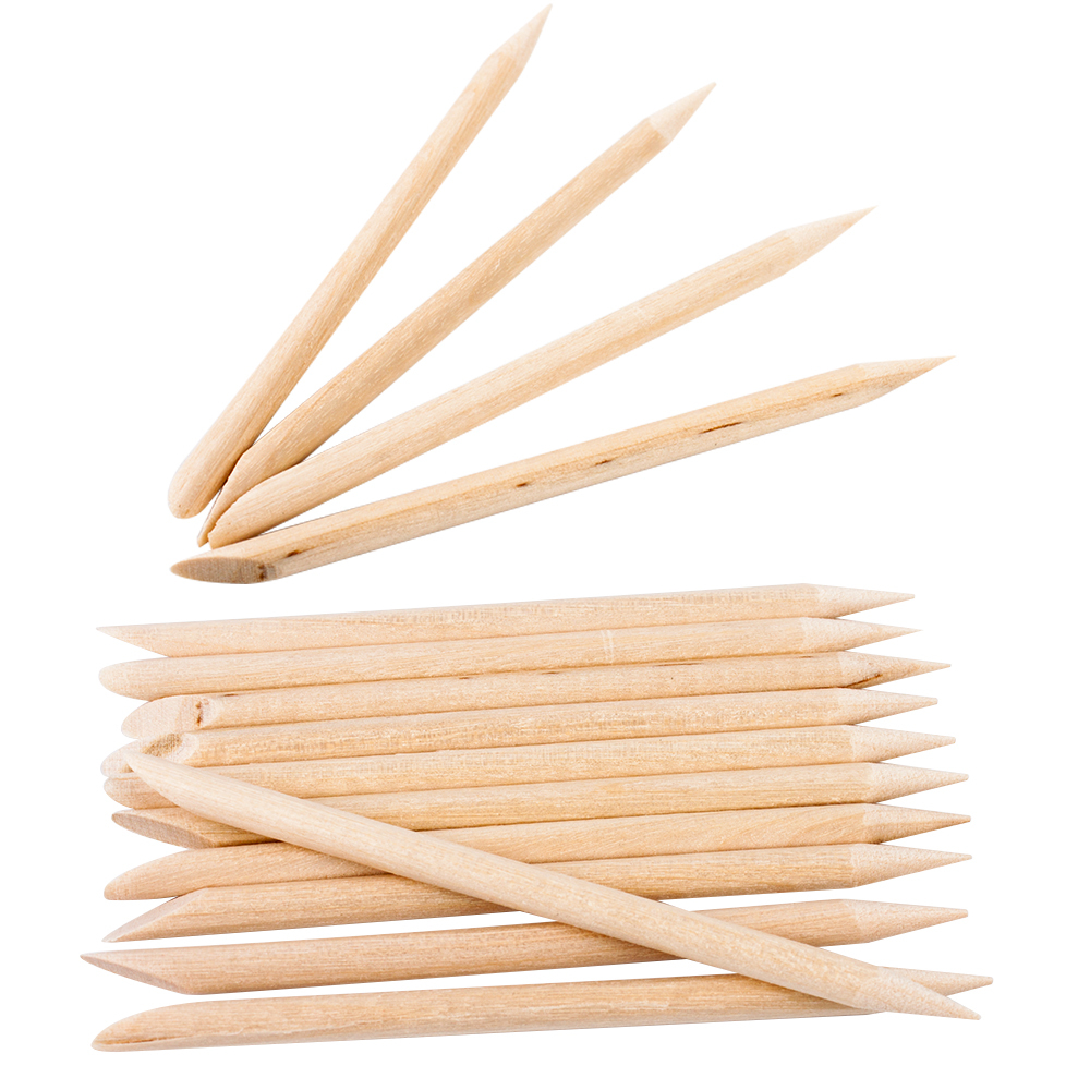 natural 100Pcs Wooden Cuticle Pusher Nail Art Cuticle Remover Sticks Removal Manicure Tools Set - 6