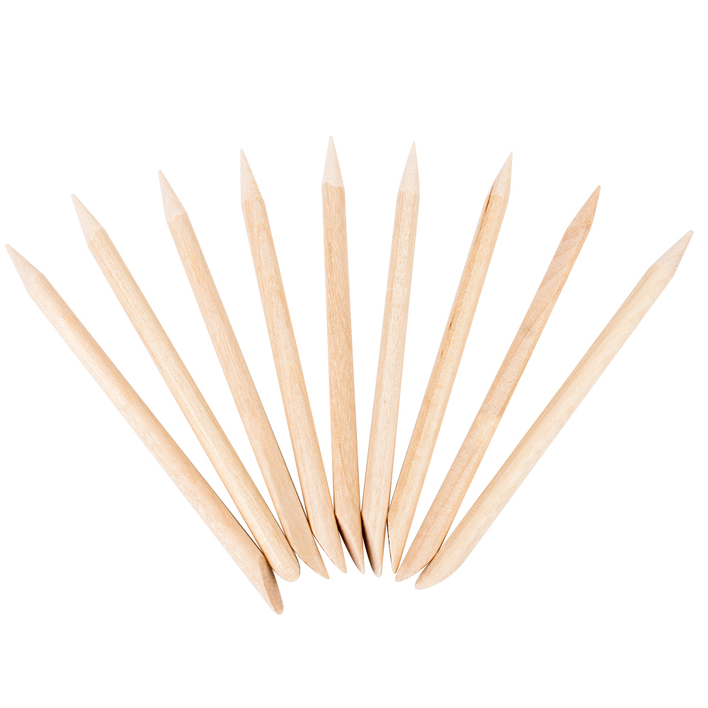 natural 100Pcs Wooden Cuticle Pusher Nail Art Cuticle Remover Sticks Removal Manicure Tools Set - 8