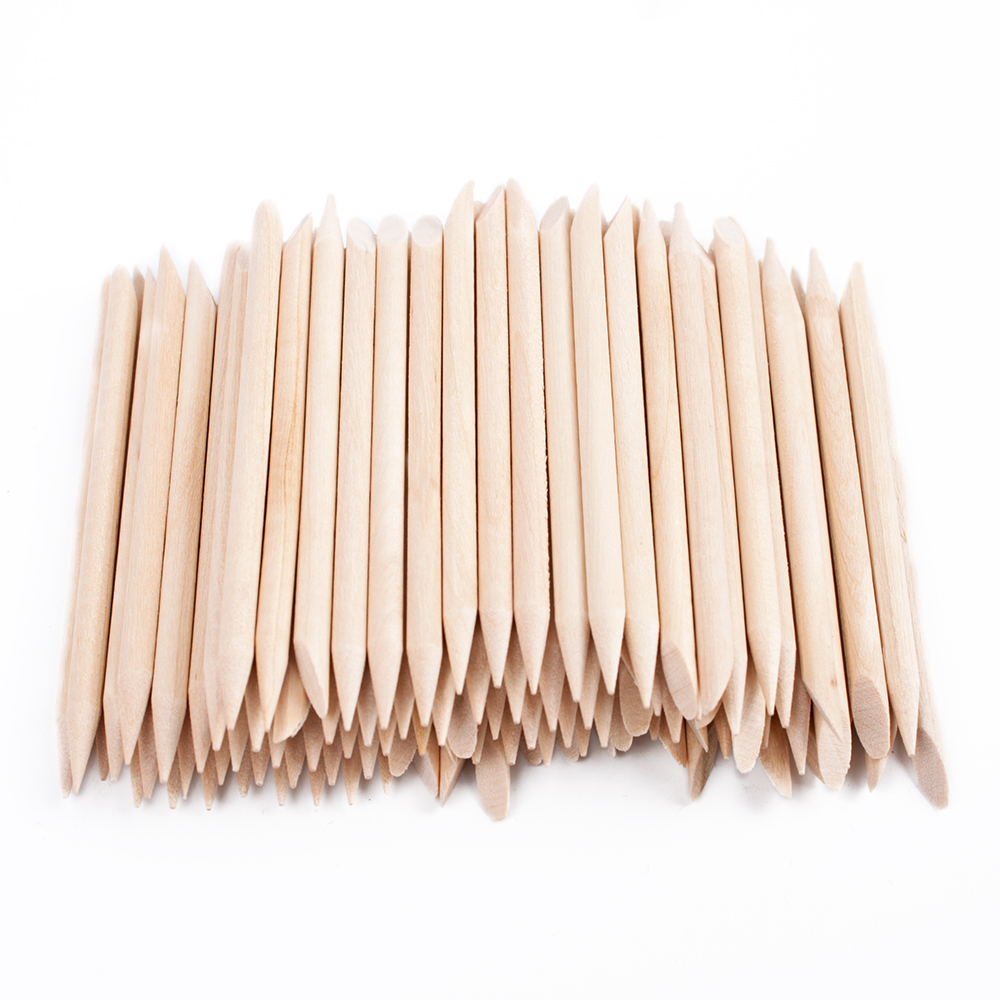 natural 100Pcs Wooden Cuticle Pusher Nail Art Cuticle Remover Sticks Removal Manicure Tools Set - 9