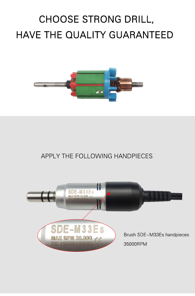 10pcs Set Professional M33ES Armature Low Speed Brush Handpiece Accessory Stainless Armature - 10