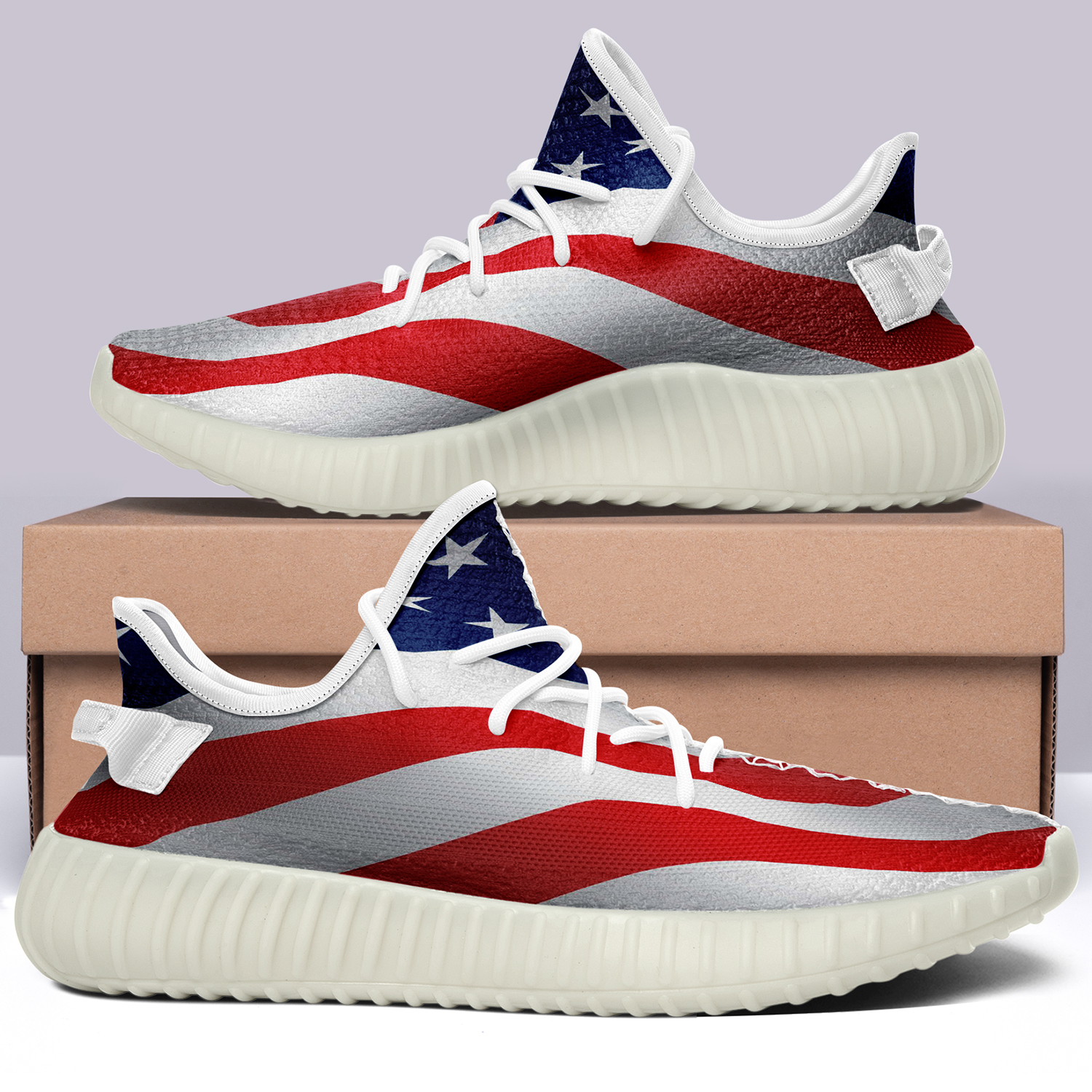 Customize America Flag Full Print New Yeezy Sneakers Men Women Sport Shoes YZ190901109