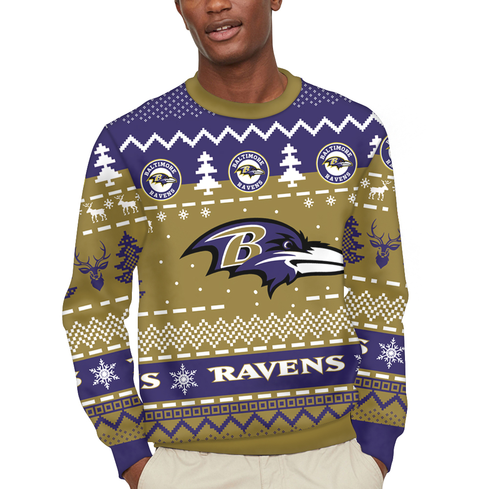 3D Print Baltimore Ravens Sweater NFL Football Fans Ugly Christmas  Sweatshirt Unisex Casual Hoodies HD032 - Rookbrand