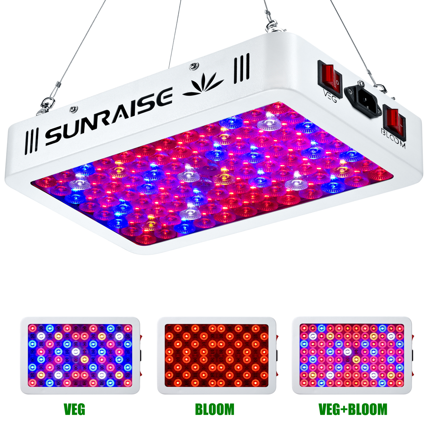 SUNRAISE 1000W LED Grow Light Full Spectrum for Indoor Plants Veg and Flower LED Grow Lamp Lens