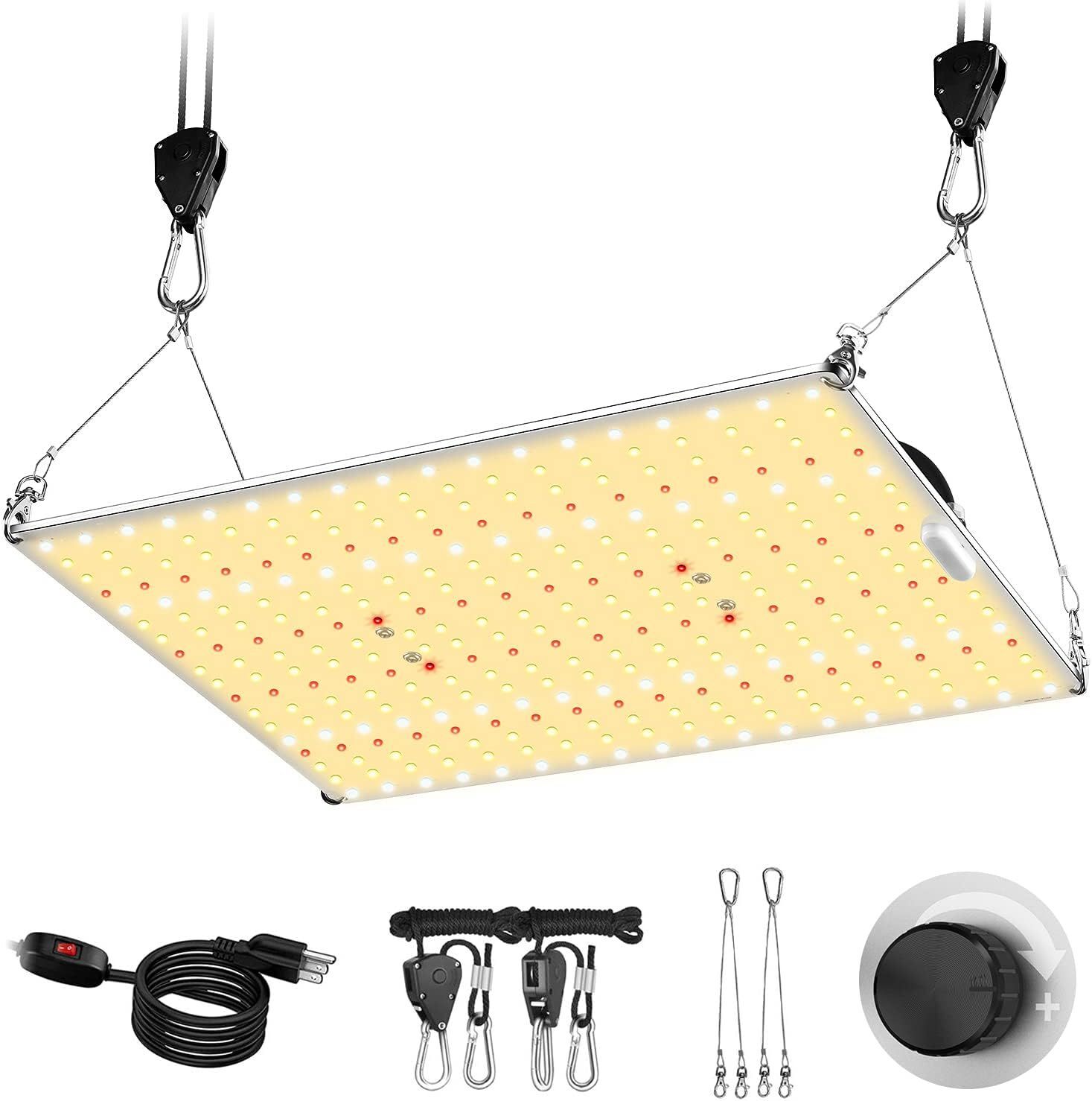 LED Grow Light SUNRAISE SQB1000 Dimmable LED Grow Lights with Upgraded LEDs Daisy Chain IR High PPFD Full Spectrum LED Grow Lamp for Hydroponic Indoor Plants Seeding Veg Flower