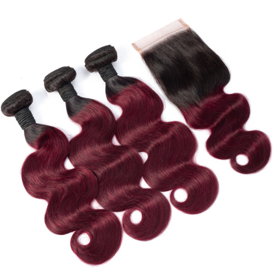 Brazilian Hair Ombre Red And Black Red Body Wave Hair Weave T1b