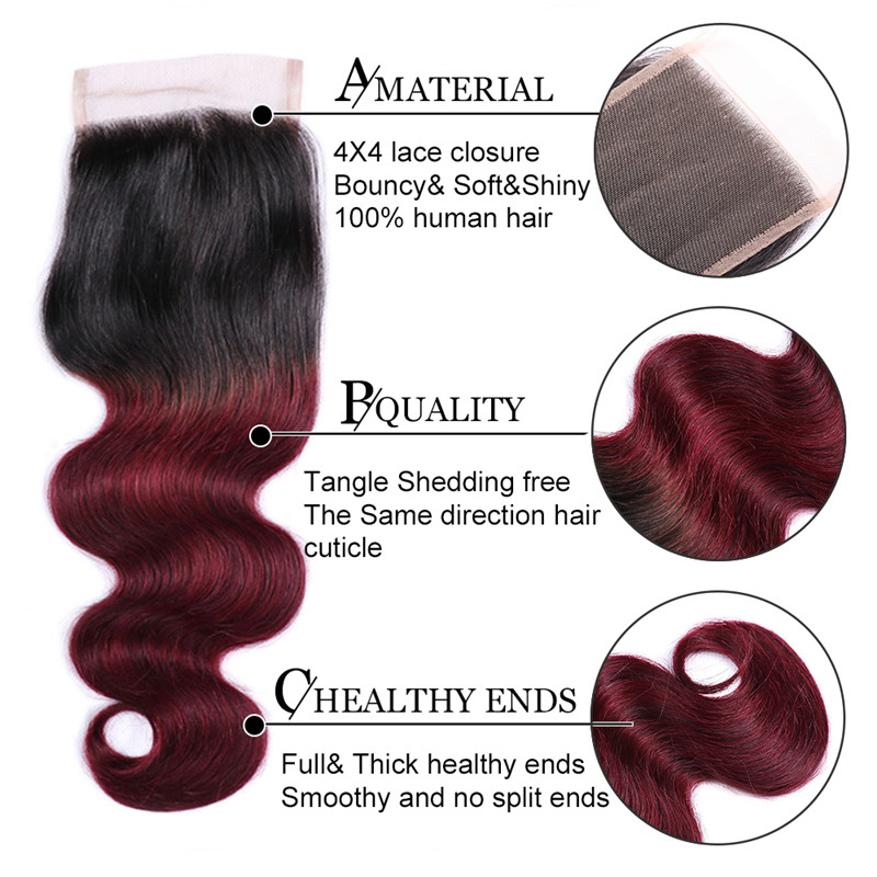Brazilian Hair Ombre Red And Black Red Body Wave Hair Weave T1b