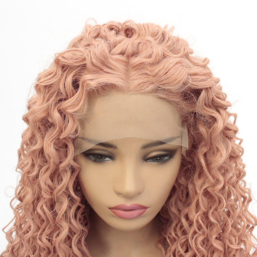 Timonna Synthetic Wigs 13x3 Lace Front Rose Gold Curly Wig ...