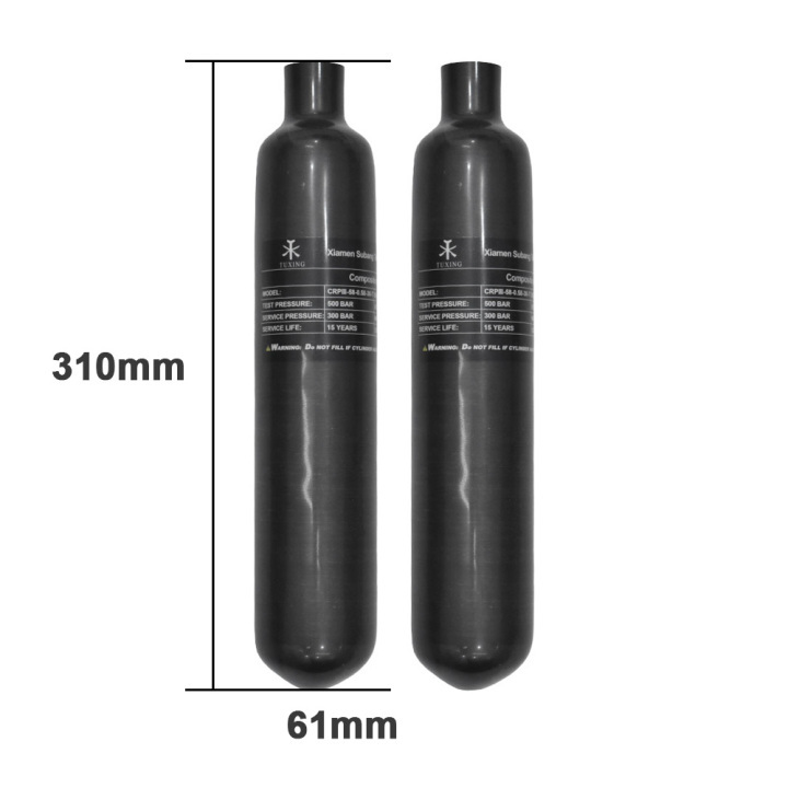 TUXING 30Mpa 4500Psi 0.3L 18Cu in Serbatoio HPA in Fibra di Carbonio da 300 CC, bombola del Gas, Caccia al Paintball per Fucile ad Aria compressa PCP Daystate e Filettatura FX M18