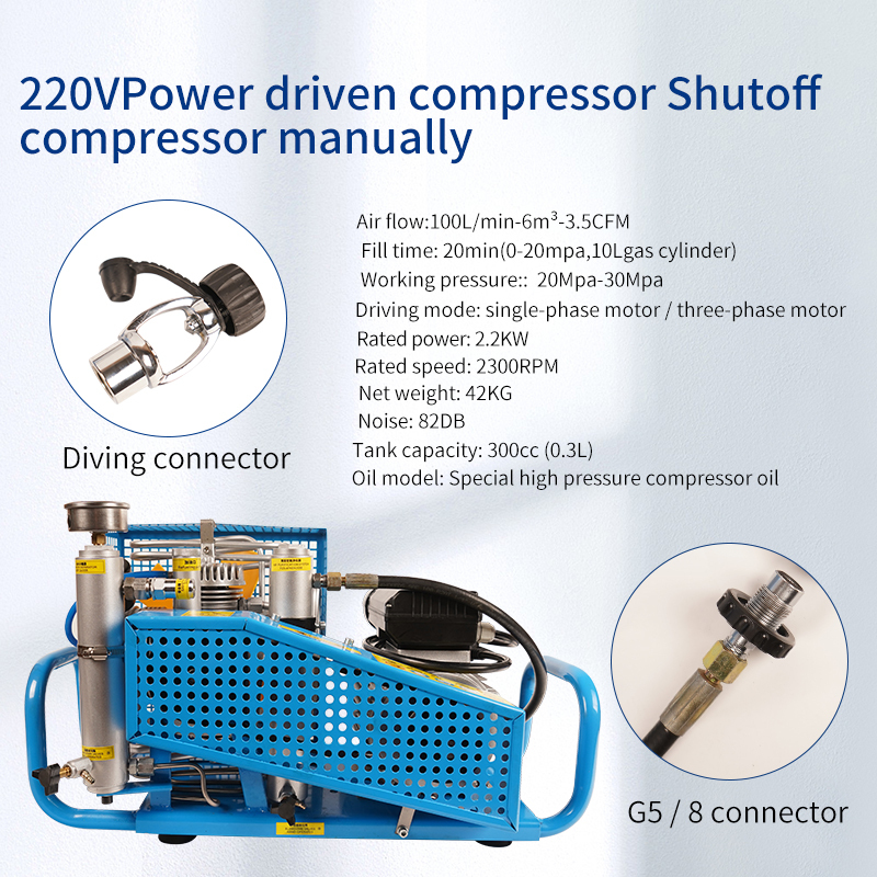 TUXING 4500Psi 300Bar High Pressure Diving Compressor Gasoline Compressor