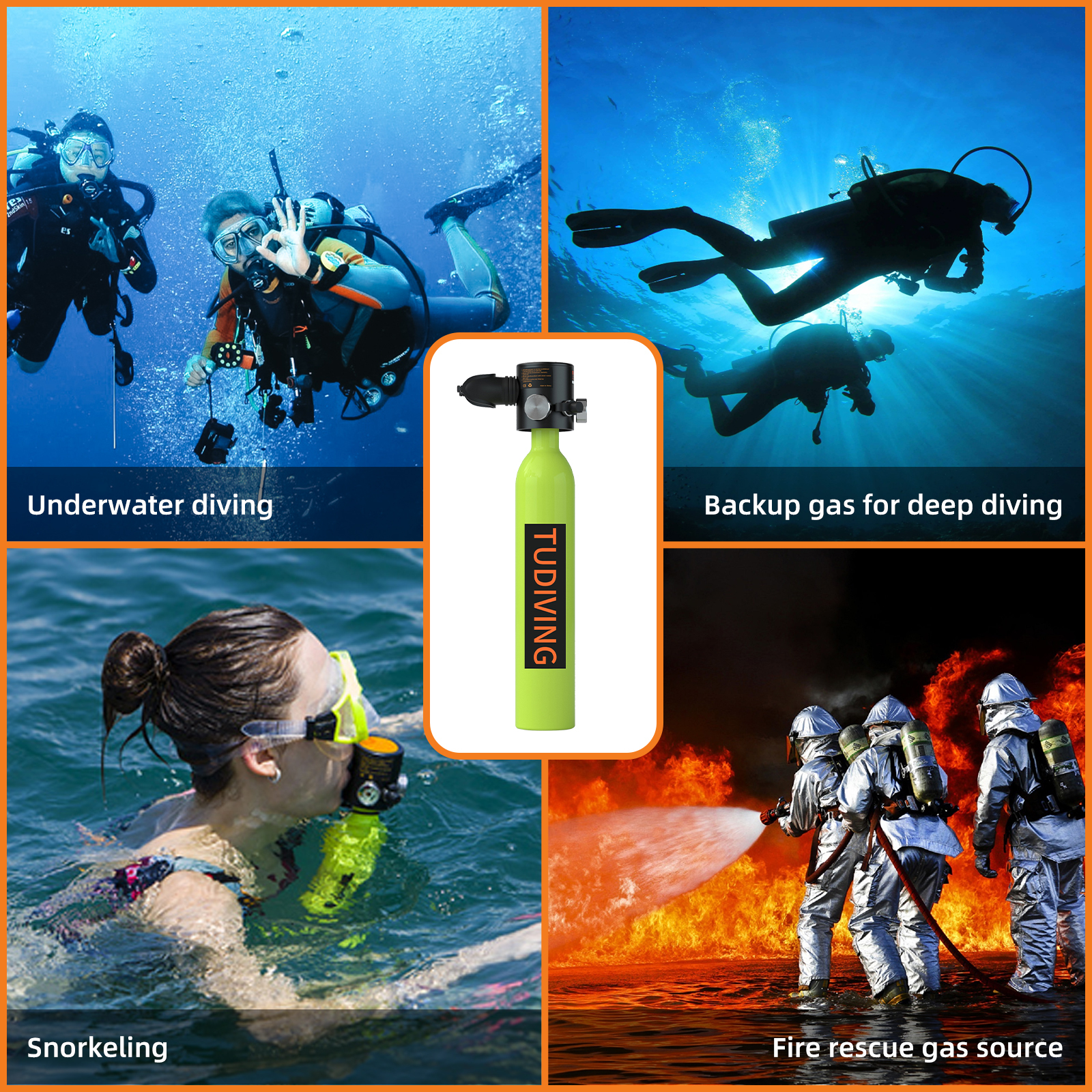TUDIVING-0.5L Mini Scuba Tank,Reusable Dive Portable Lungs