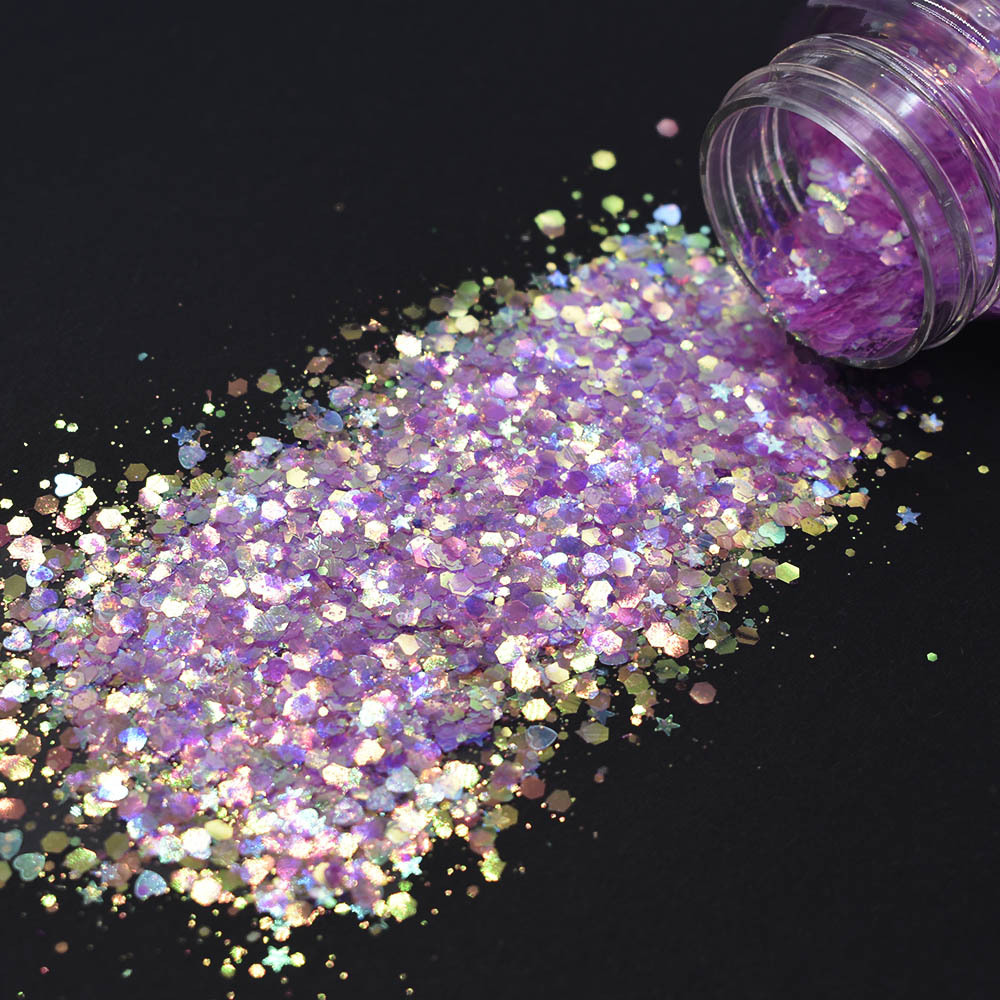 Fluorescent star mixes glitter