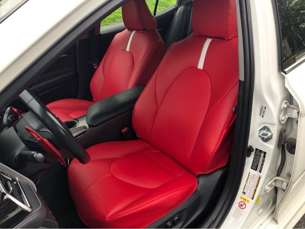 Red Custom Nappa Leather Seat Covers For Toyota Camry 2022 2021 2020 2019 2018 - 2018 Toyota Camry Red Seat Covers