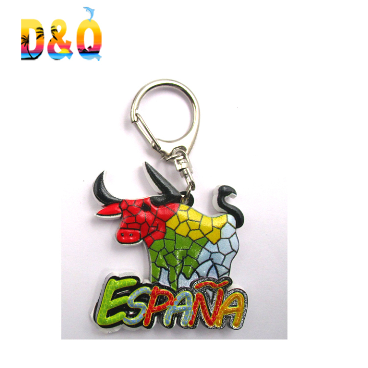 Custom country souvenir resin keychain Spain souvenir keychain