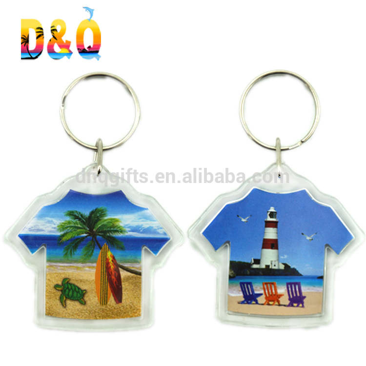 Custom Singapore souvenir plastic keychain Tshirt shape acrylic keychain
