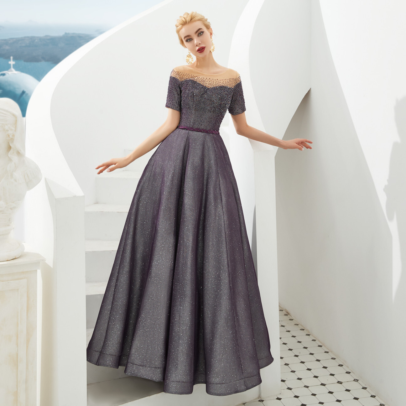 Modest Semi Formal Dresses ALine Brown Long Ball Gown