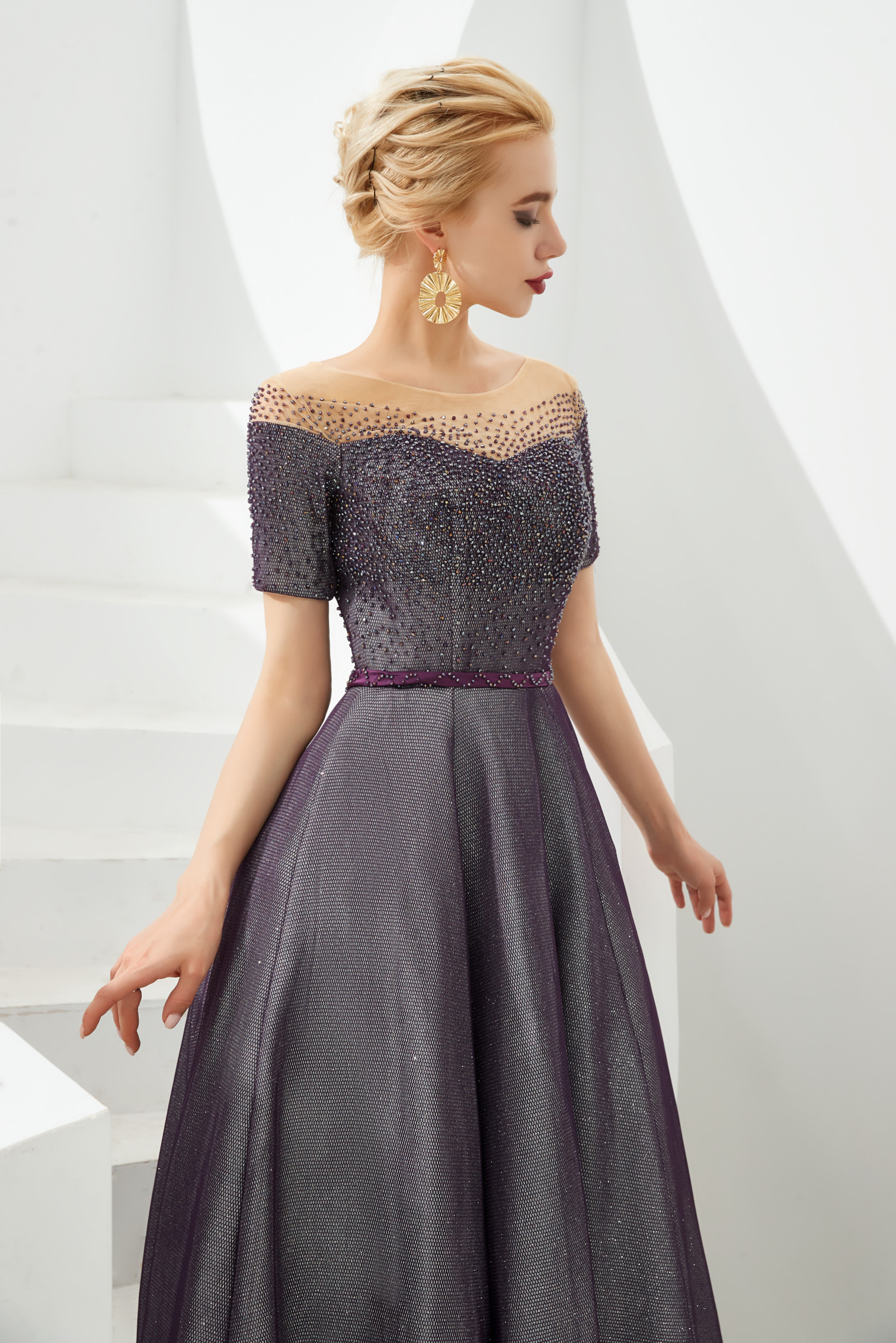 Modest Semi Formal Dresses ALine Brown Long Ball Gown