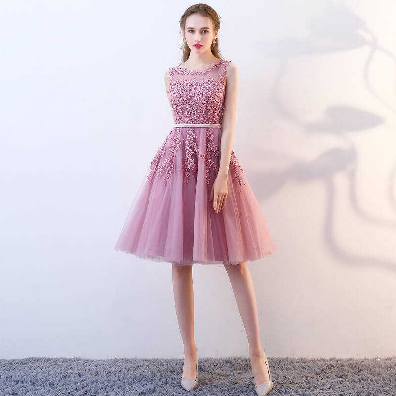 Blush Pink Scoop Short Tulle and Lace Homecoming Dress Blush Pink Scoop Short Tulle and Lace Homecoming Dress long prom dresses,2020 prom dresses,mermaid evenig dresses,black long prom dresses