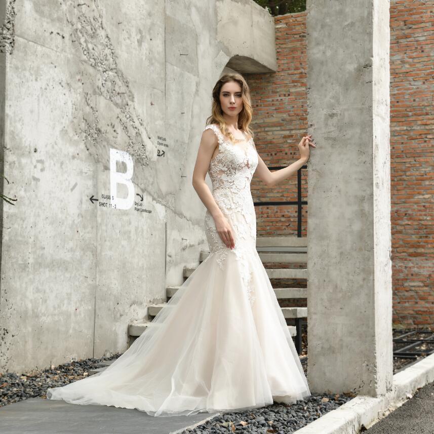 Dreamy Mermaid Tulle Lace Long Wedding Dresses