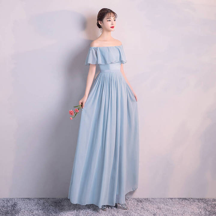 blue chiffon dress