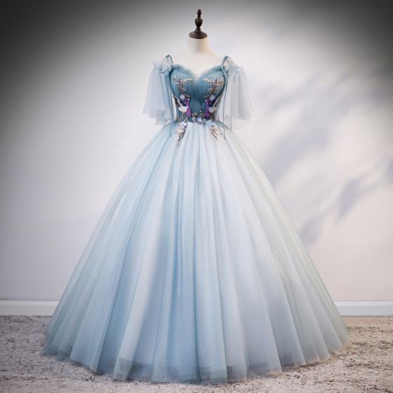 Turquoise Tulle Ball Gown with Beaded Bird Turquoise Tulle Ball Gown with Beaded Bird 2021 ball gown