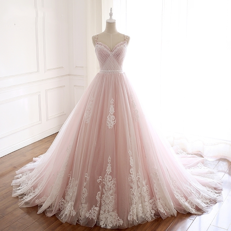 Pearl Pink and White Lace Long Formal Dress Pearl Pink and White Lace Long Formal Dress 2021 pearl pink prom dress,pearl pink tulle long prom dress,cheap pearl pink long formal dress