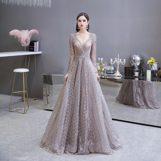 Dusty Rose Long Sleeves Formal Dress with Sequins Dusty Rose Long Sleeves Formal Dress with Sequins dusty rose long prom dress,women long sleeves tulle long formal dress,2021 long evening dress,long dress for 2021,long formal dress with sequins