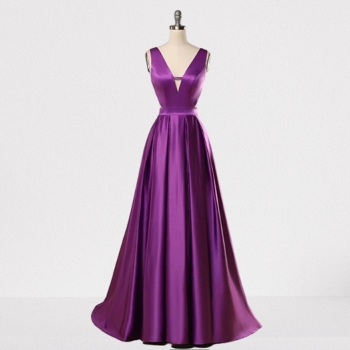 Purple Deep V-Neck Long Prom Gown with Train Purple Deep V-Neck Long Prom Gown with Train prom dress 2020,purple prom dress,v-neck long dress,long dress,formal dress
