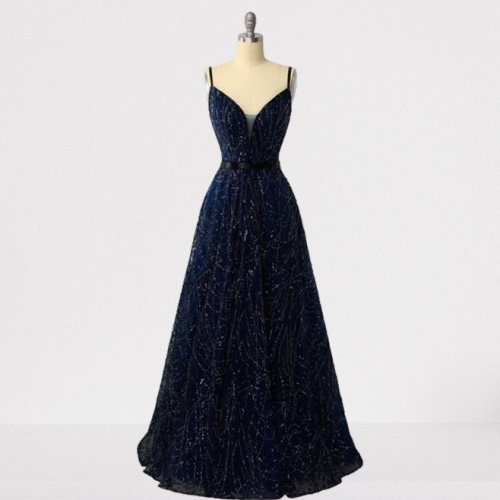V-Neck Navy Blue Long Prom Dress with Sequins V-Neck Navy Blue Long Prom Dress with Sequins prom dress 2020,navy blue long dress,dress with sequins,long prom dress