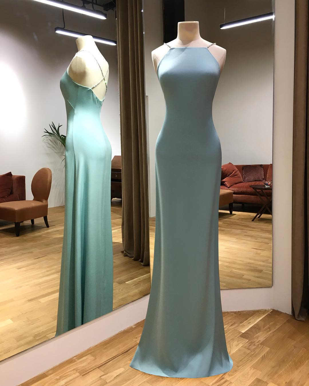 Simple Empire Satin Long Prom Dress with Beads Simple Empire Satin Long Prom Dress with Beads prom 2021,long dress,v-neck dress,cheap dress,empire dress
