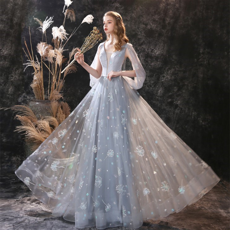 Elegant Dandelion Lace A-Line Long Prom Dress Elegant Dandelion Lace A-Line Long Prom Dress formal dress,prom 2021,long dress,dress with dandelion lace