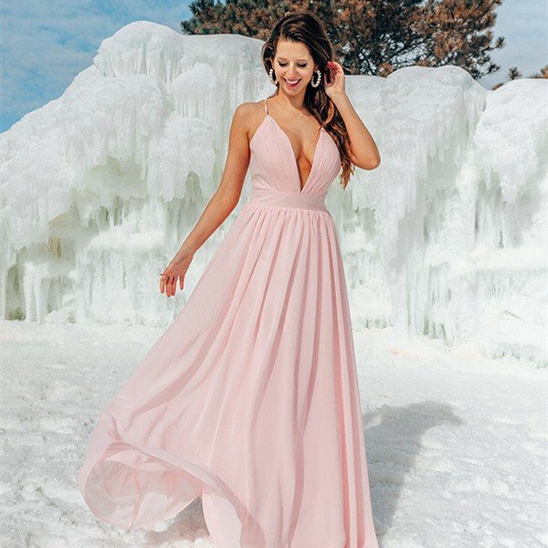 Sexy Halter Pink Chiffon Long Prom Dress Sexy Halter Pink Chiffon Long Prom Dress prom 2021,long dress,cheap dress,prom dress,tulle dress