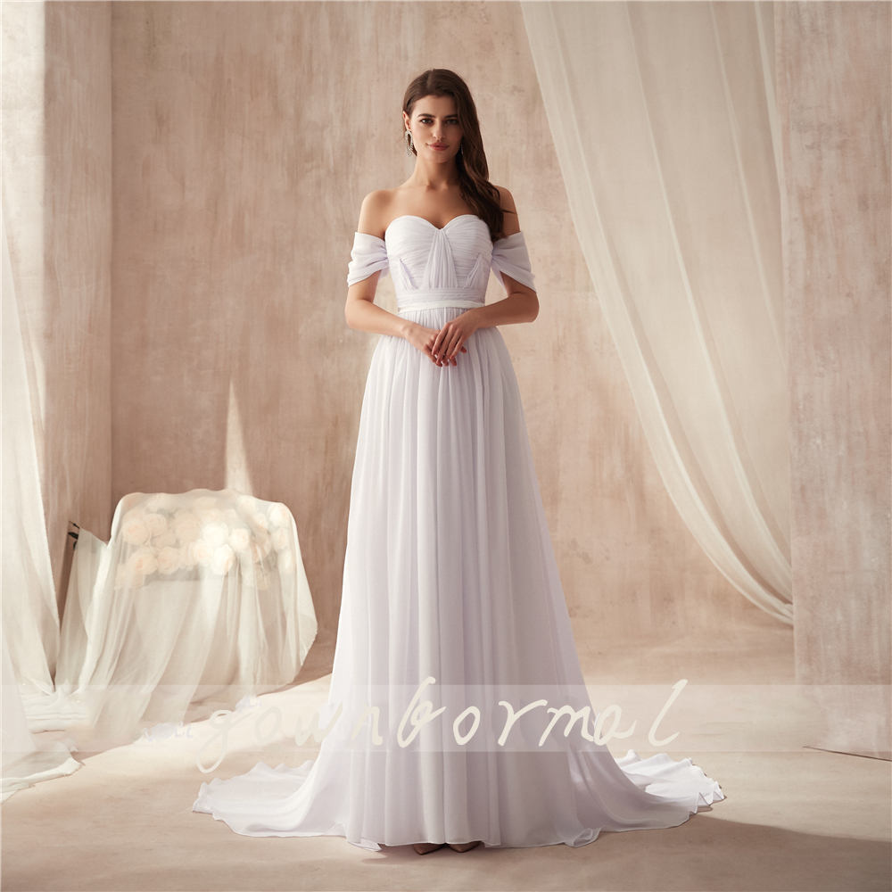 Simple Off the Shoulder A-Line Beach Wedding Dress Simple Off the Shoulder A-Line Beach Wedding Dress wedding dresses,long white wedding gown,romantic wedding gown,off the shoulder wedding gown,beach wedding dress,a line wedding gown