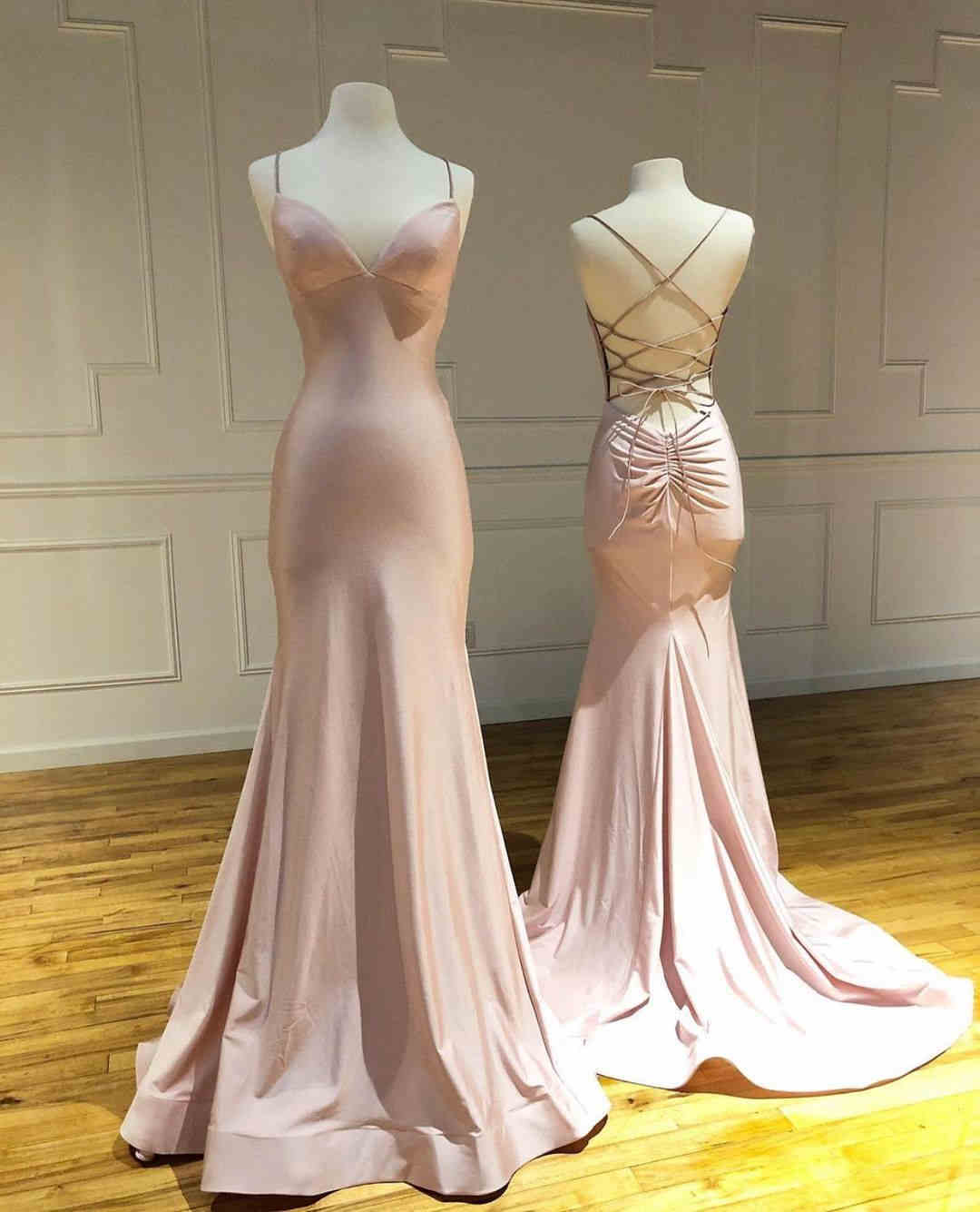Elegant Straps Blush Pink Mermaid Prom Dress Elegant Straps Blush Pink Mermaid Prom Dress long dress,cheap dress,evening dress,bridal dress,prom dress 2021