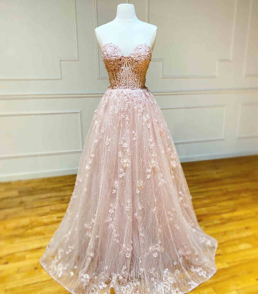 Elegant Strapless Embroidery Pink Long Prom Dress Elegant Strapless Embroidery Pink Long Prom Dress long dress,cheap dress,evening dress,bridal dress,prom dress 2021