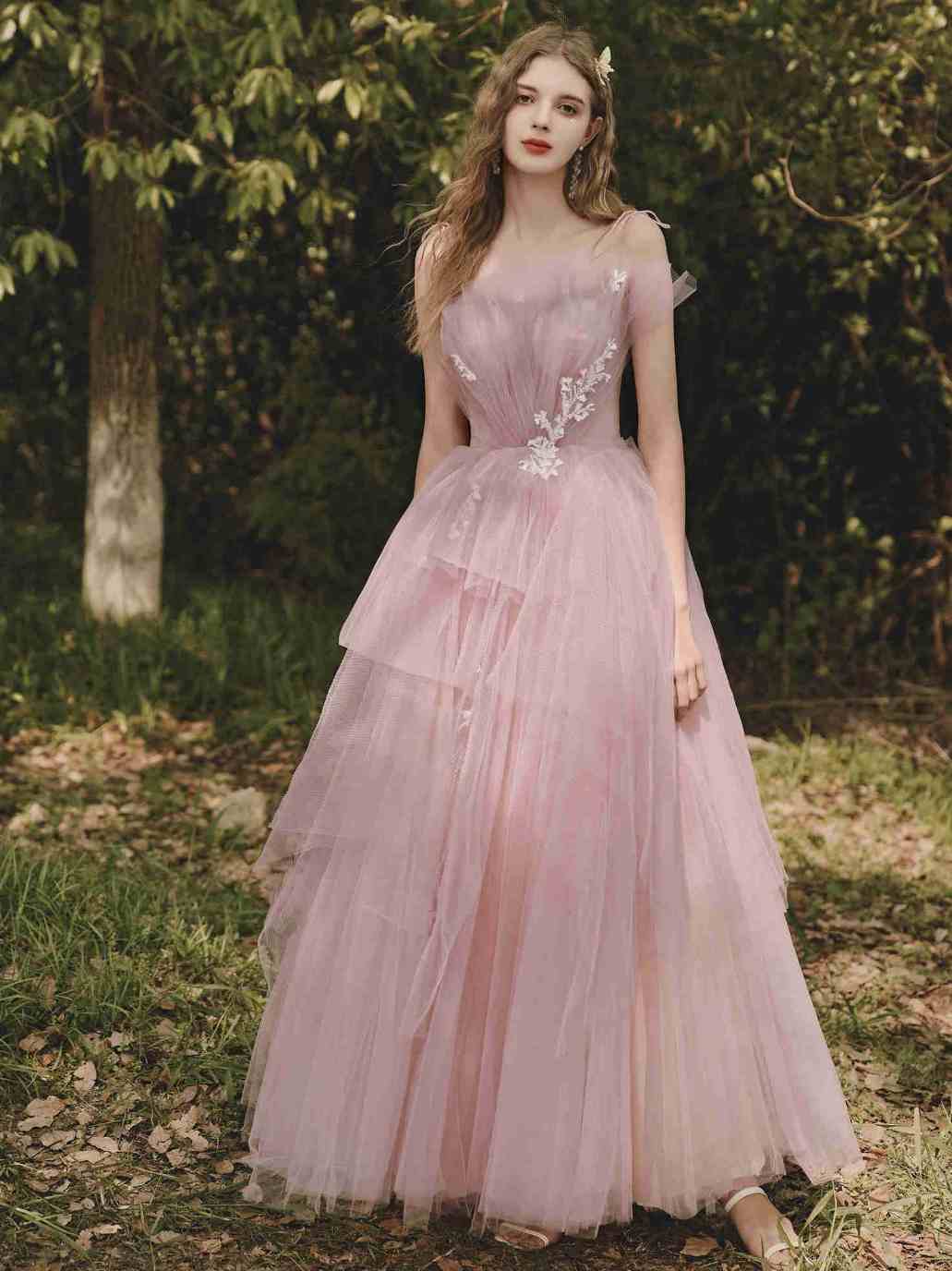 Princess Spaghetti Straps Pleated Pink Formal Dress Princess Spaghetti Straps Pleated Pink Formal Dress long dress,cheap dress,evening dress,bridal dress,prom dress 2021