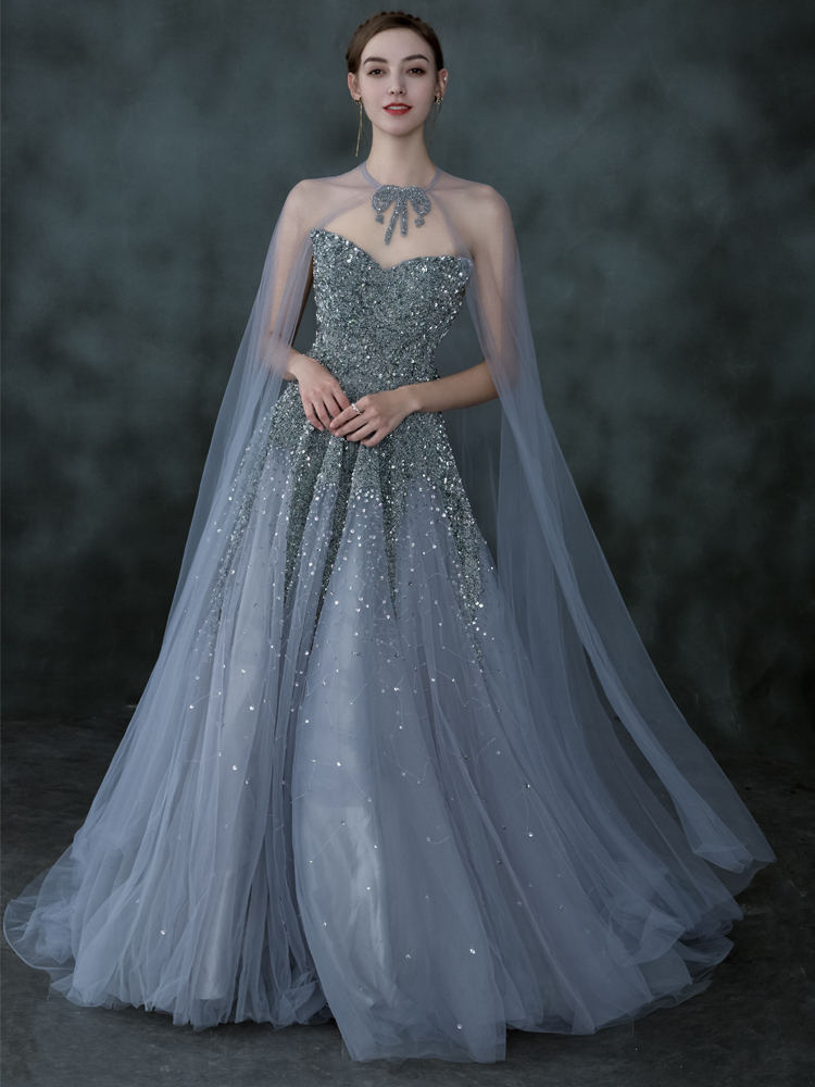 Princess Strapless Sequins Long Prom Dress with Shawl Princess Strapless Sequins Long Prom Dress with Shawl long dress,cheap dress,evening dress,bridal dress,prom dress 2021