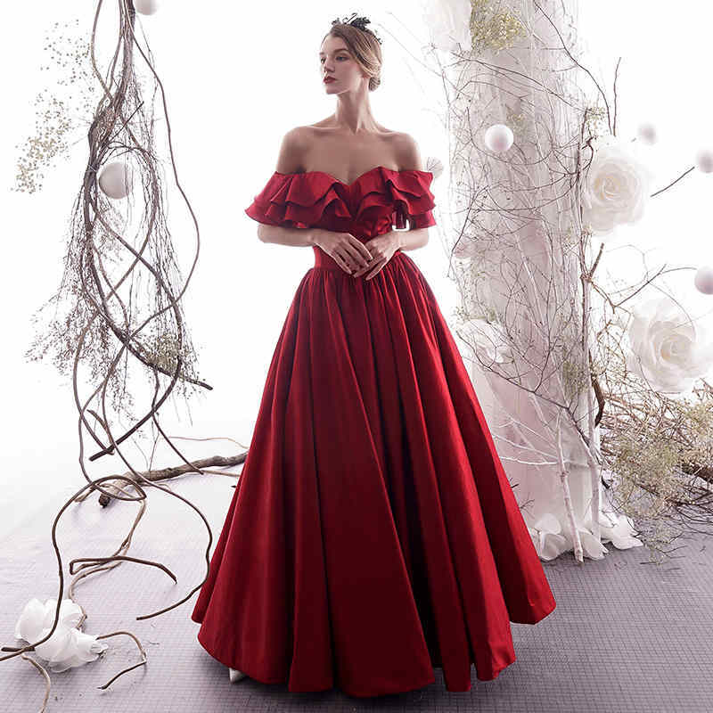 Elegant Off the Shoulder Ruffled Red Ball Gown Elegant Off the Shoulder Ruffled Red Ball Gown long dress,cheap dress,evening dress,bridal dress,prom dress 2021