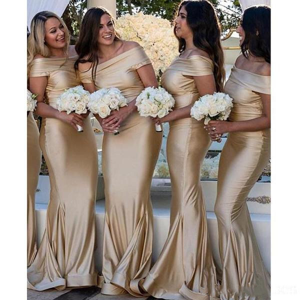 Mermaid Off the Shoulder Champagne Long Bridesmaid Dress Mermaid Off the Shoulder Champagne Long Bridesmaid Dress bridesmaid dress,cheap bridesmaid dress,mermaid bridesmaid dress