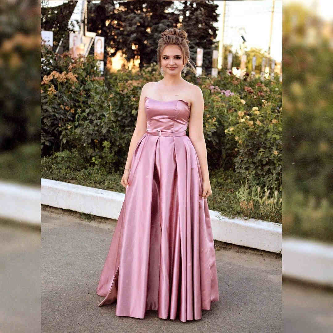 Elegant Strapless Lilac Satin Prom Dress with Slit?Elegant Strapless Lilac Satin Prom Dress with Slit?long dress,cheap dress,evening dress,bridal dress,prom dress 2021