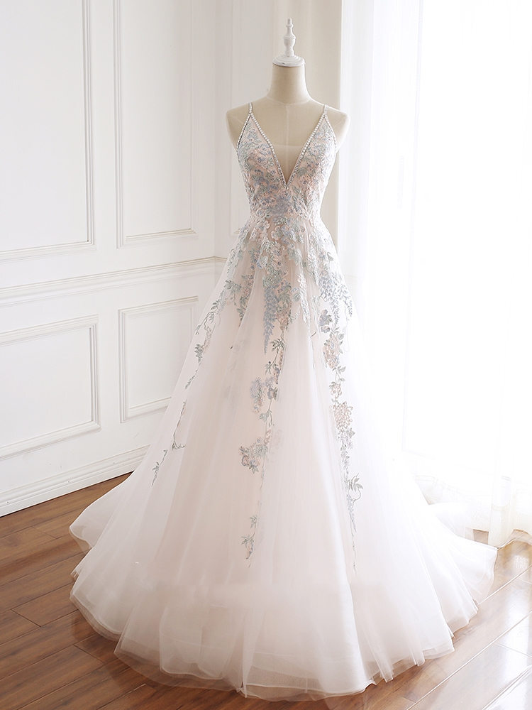 Princess Spaghetti Straps Embroidery Tulle Prom Dress?Princess Spaghetti Straps Embroidery Tulle Prom Dress?long dress,cheap dress,evening dress,bridal dress,prom dress 2021