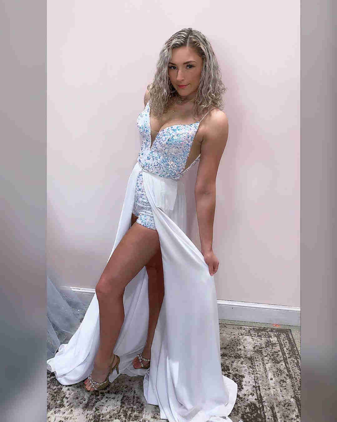 Sexy Spaghetti Straps Sequined White Prom Dress?Sexy Spaghetti Straps Sequined White Prom Dress?long dress,cheap dress,evening dress,bridal dress,prom dress 2021