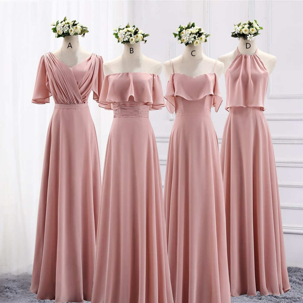 Elegant Blush Pink Mismatched Bridesmaids Dress?Elegant Blush Pink Mismatched Bridesmaids Dress?long dress,cheap dress,evening dress,bridal dress,prom dress 2021