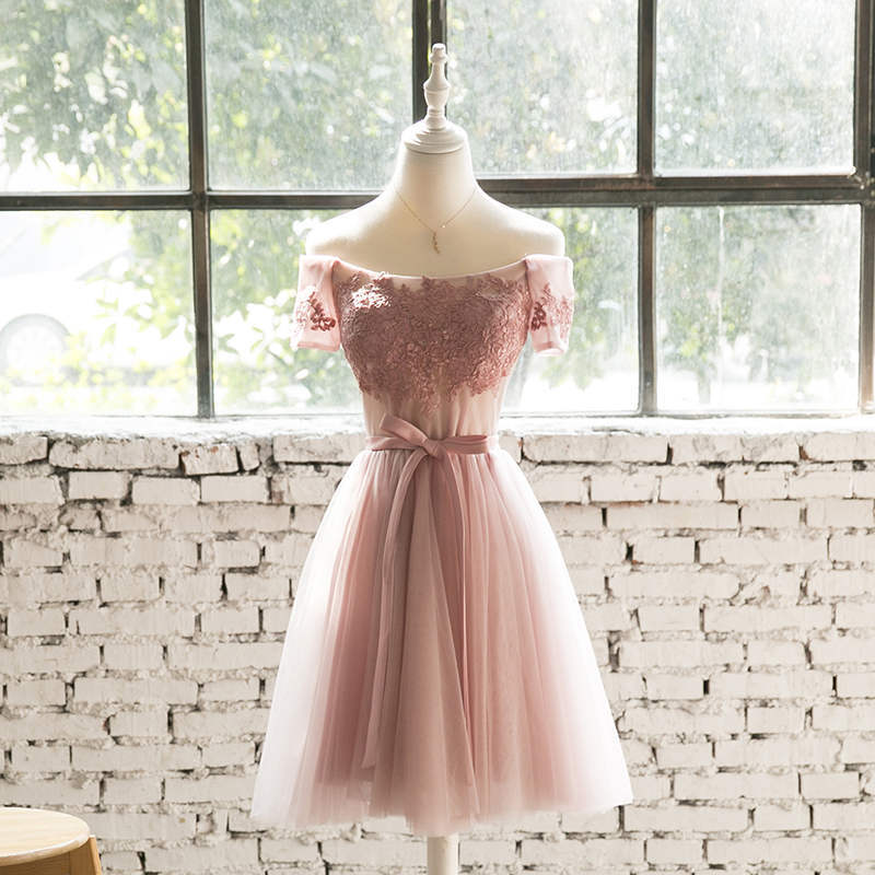 Dusty Pink Short Homecomig Dress with Appliques?Dusty Pink Short Homecomig Dress with Appliques?long dress,cheap dress,evening dress,bridal dress,prom dress 2021