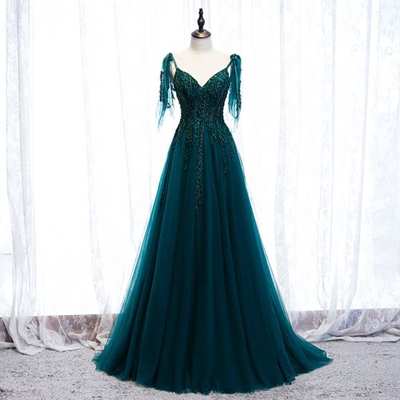 Princess Dark Green Lace Beaded Formal Dress?Princess Dark Green Lace Beaded Formal Dress?long dress,cheap dress,evening dress,bridal dress,prom dress 2021