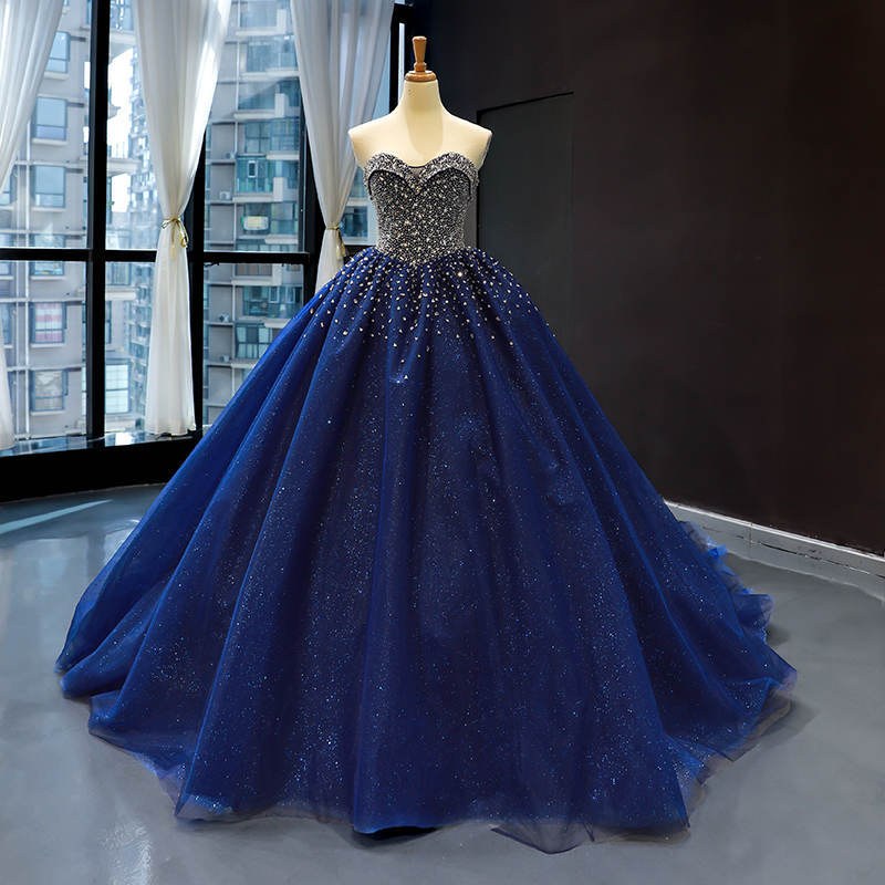 Sweeetheart Beaded Royal Blue Ball Gown Sweeetheart Beaded Royal Blue Ball Gown long dress,cheap dress,evening dress,bridal dress,prom dress 2021