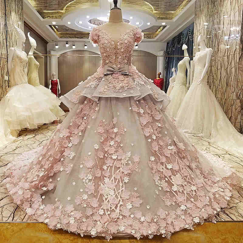 Gorgeous 3d Flowers Pink Ball Gown Gorgeous 3d Flowers Pink Ball Gown long dress,cheap dress,evening dress,bridal dress,prom dress 2021